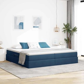 vidaXL Cama com arrumação e colchão Azul 200 x 200 cm Poliéster