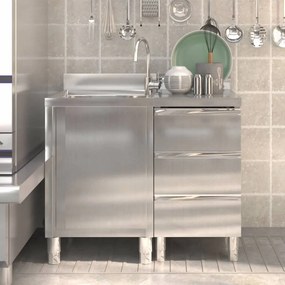 vidaXL Armários de cozinha comerciais 2 pcs aço inoxidável