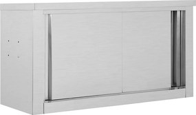 51052 vidaXL Móvel parede p/ cozinha portas correr 90x40x50cm aço inoxidável
