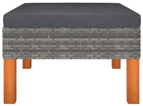 7 pcs conj. lounge jardim vime PE e madeira eucalipto cinzento