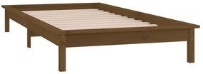 Estrutura cama c/ LED solteiro 75x190cm madeira castanho mel