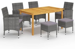 vidaXL 7 pcs conjunto de jantar para jardim cinzento