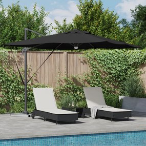 vidaXL Guarda-Sol Cantilever Roma com LEDs Preto 286x285x270 cm Alumínio