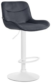 Banco alto em veludo com estrutura branca 85-106 x 49 x 51 cm preto