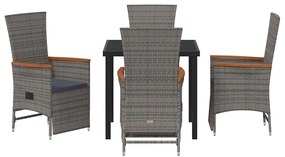 Cadeiras de Jardim Reclináveis com almofada 5 pcs