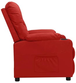 Poltrona reclinável couro artificial vermelho tinto