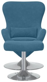 Poltrona Egg vidaXL com apoio para os pés em veludo azul