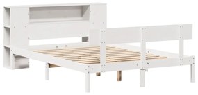 Cama com estante sem colchão 160x200 cm pinho maciço branco