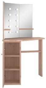 Toucador de canto com LED 111x54x141,5 cm carvalho