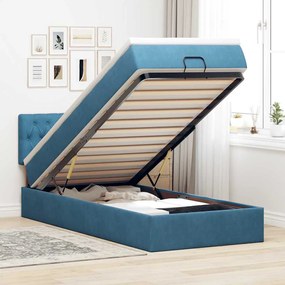 vidaXL Estrutura cama otomana colchão 80x200 cm veludo azul escuro