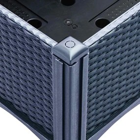 Vaso/floreira de jardim c/ pernas 120x40x42 cm PP cinzento azul