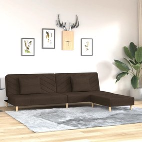 vidaXL Sofá-cama 2 lug. + 2 almofadas/apoio pés tecido castanho-escuro