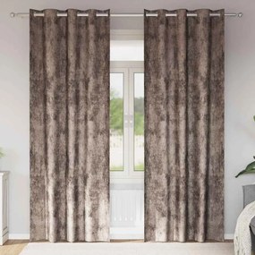 vidaXL Cortinas de Veludo 2 peças com Ilhós Cappuccino 225x140 cm