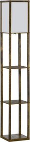 Candeeiro de Pé de Madeira com 3 Prateleiras para Lâmpada E27 Potência Máx. 40W 26x26x160 cm Castanho Rústico