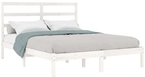 Cama sem colchão 160x200 cm madeira de pinho maciça branco
