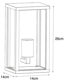 Candeeiro de parede exterior preto com vidro fumê 26 cm IP44 - Charlois Moderno