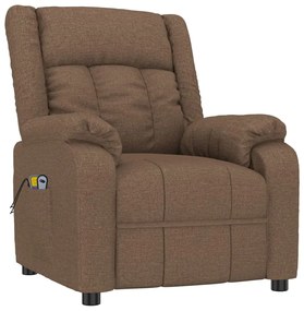 Poltrona de massagens elétrica reclinável tecido castanho