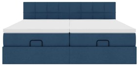 Estrutura de cama otomana com colchões 180x200cm tecido azul