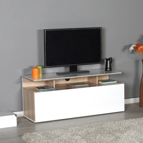 Móvel de TV "Flimini" – Branco &amp; Carvalho– 117 x 48 x 40 cm – Design M