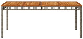 Mesa de jardim 180x90x75cm vime PE e madeira de acácia cinzento