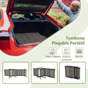 Conjunto de 2 espreguiçadeiras jardim dobráveis com encosto de 6 níveis Assento respirável Estrutura metálica em tecido 189 x 64 x 102 cm Castanho