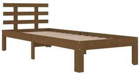 Estrutura cama pequena solteiro 75x190 cm madeira castanho mel