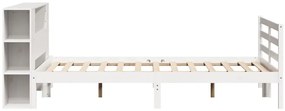 Cama com estante sem colchão 140x190 cm pinho maciço branco