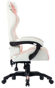 Cadeira estilo corrida couro artificial rosa