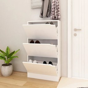 vidaXL Armário p/ sapatos + 3 portas contraplacado 59x24x105 cm branco