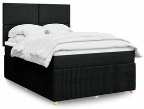 Cama com molas/colchão 140x200 cm tecido preto