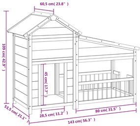 Casota para cães 143x60,5x109 cm pinho maciço cor moca