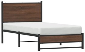 Estrutura de cama sem colchão 80x200 cm metal carvalho castanho