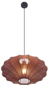 Candeeiro suspenso Japandi castanho com abajur de tecido 50cm - Plu Design