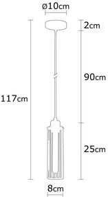 Candeeiro Chandelier Likya – Preto e Bronze – Diâmetro 10 cm, Altura 1