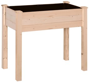 Outsunny Horta Elevada de Madeira com Tecido não Tecido e 4 Orifícios de Drenagem para Cultivo 86x46x76cm Madeira | Aosom Portugal