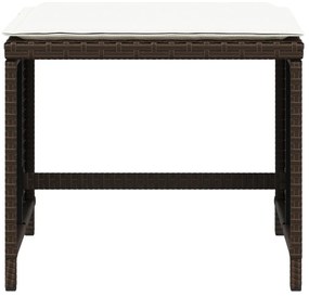 Bancos jardim com almofadões 4 pcs 41x41x36 cm vime PE castanho