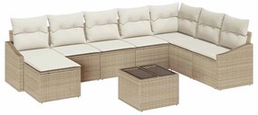 Conjunto de Jantar Garden de 9 Peças com Almofadas Marrom em Rattan