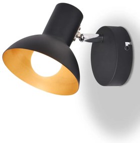 Candeeiros de parede 2 pcs p/ 2 lâmpadas E27 preto e dourado