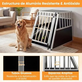 Caixa de transporte para cães em alumínio, com porta e fechadura 91 x 65 x 69,5 cm