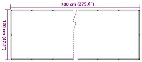 Tela de privacidade para varanda 700x120 cm PVC cinzento