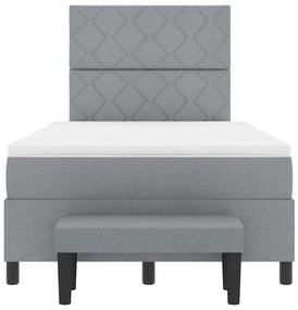 Cama Box Spring com Colchão e Banco Cinza Claro 120x190 cm Tecido