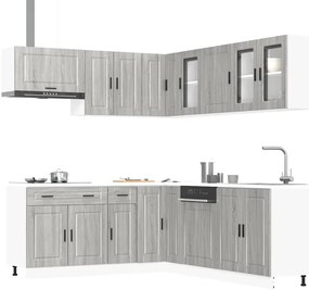 11 peças armário de cozinha conjunto Porto cinzento sonoma