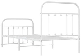 Estrutura de cama com cabeceira e pés 90x190 cm metal branco