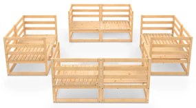 8 pcs conjunto lounge de jardim pinho maciço