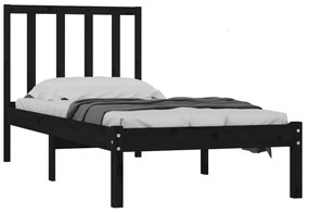 Estrutura cama solteiro 90x190 cm pinho maciço preto
