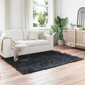 vidaXL Tapete Sintético de Pele de Ovelha Tafalla Preto 140 x 200 cm