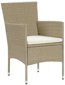 3 pcs conjunto de jantar para jardim vime PE bege