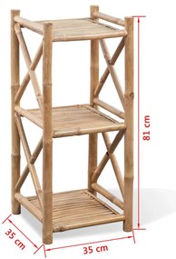 Estante de bambu quadrada com 3 prateleiras