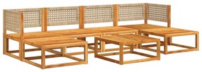 7 pcs conjunto sofás jardim c/almofadões madeira maciça acácia