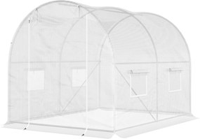 Estufa de jardim em forma de túnel, 6 m², 3m x 2m x 1,9m , aço galvanizado reforçado com 2,4 cm de diâmetro + PE de alta densidade, janelas e porta br